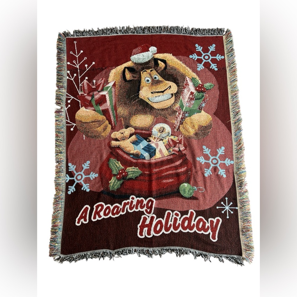 LN tapestry Blanket Lion King Roarin Holiday 60 X 46 Christmas throw